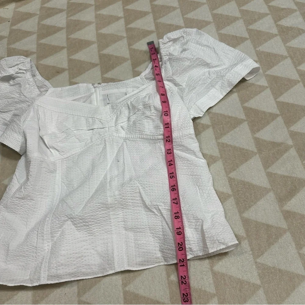 Tanya Taylor sweetheart puff sleeve blouse white - Picture 3 of 4